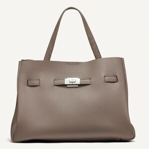 DKNYC Taupe Leather Tote